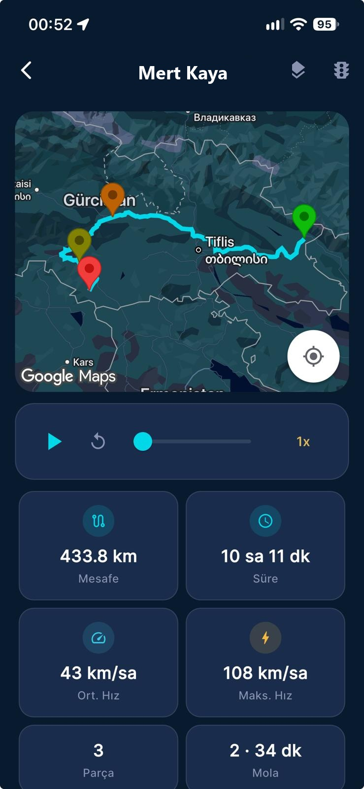 BiYaren Sürüş Raporu ekranı